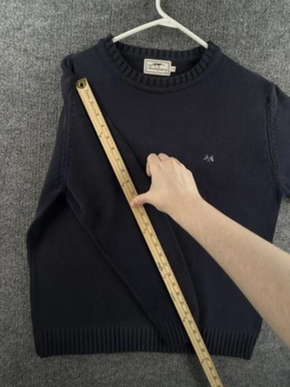 Thomas Burberry Crew Neck Logo Long Sleeve Blue Pullover Men Large Sweater Knit